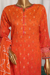 3 Piece Stitched - Damask Jacquard  Digital Printed Suit - PJL-705