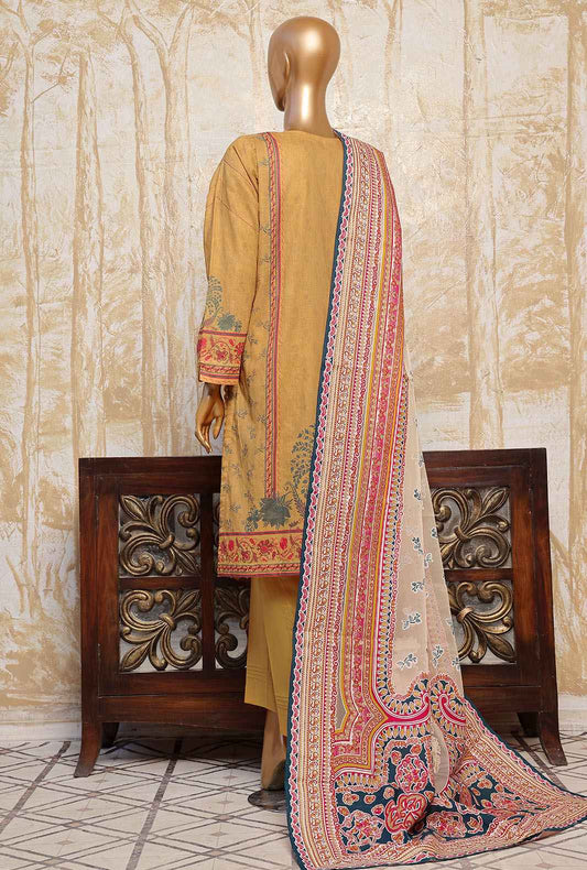 3 Piece Unstitched - Premium Festive Lawn Suit - PFC-777