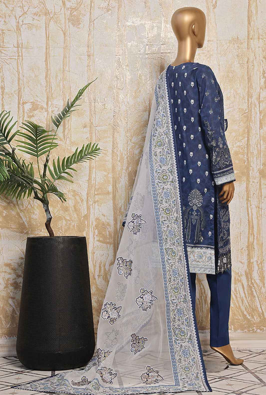 3 Piece Unstitched - Premium Festive Lawn Suit - PFC-776