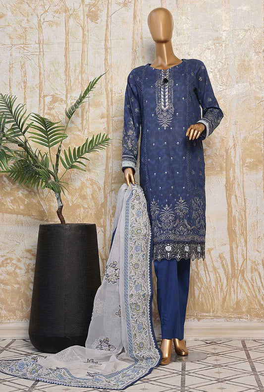 3 Piece Unstitched - Premium Festive Lawn Suit - PFC-776