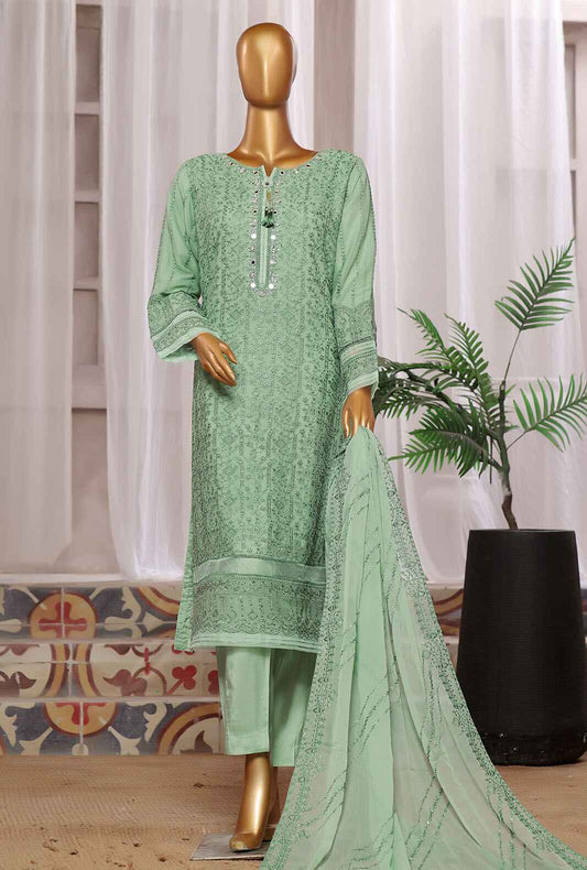 3 Piece Stitched Fasaane HZK-185 Dull Green Vol-06