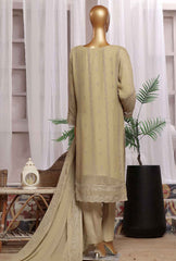 3 Piece Stitched Fasaane HZK-184 Sand Beige Vol-06