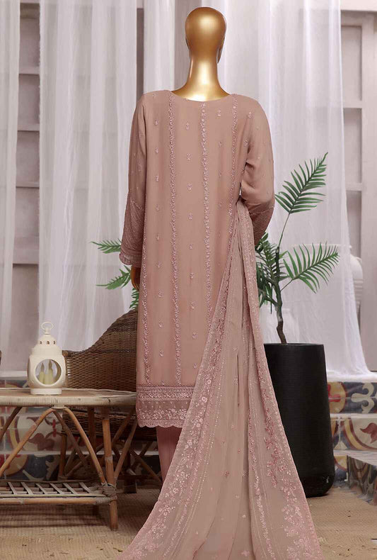 3 Piece Stitched Fasaane HZK-184 Dark Peach Vol-06