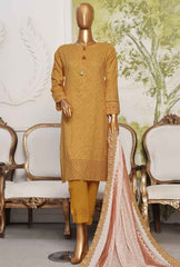 3 Piece Stitched Printkari PCL-405 Mustard