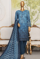 3 Piece Stitched Printkari PCL-407 Ink Blue