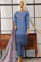 3 Piece Stitched Printkari PCL-403 Dull Blue