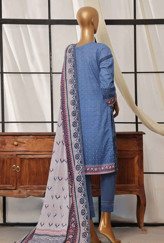 3 Piece Stitched Printkari PCL-403 Dull Blue