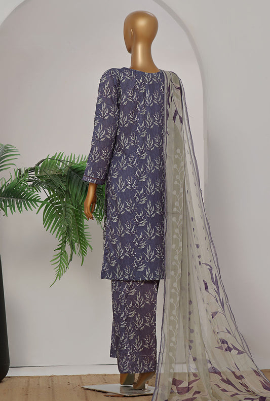 3 Piece Stitched Print & Needle Cutwork ECL-409 Purple Vol 02