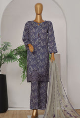 3 Piece Stitched Print & Needle Cutwork ECL-409 Purple Vol 02