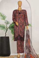 3 Piece Stitched Print & Needle Cutwork ECL-412 Brown Vol 02