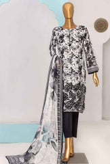 3 Piece Stitched Printkari Bamber Chiffon PLC-411 Grey Black