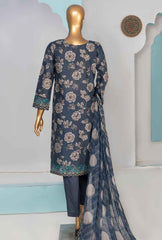 3 Piece Stitched Printkari Bamber Chiffon PLC-413 Navy