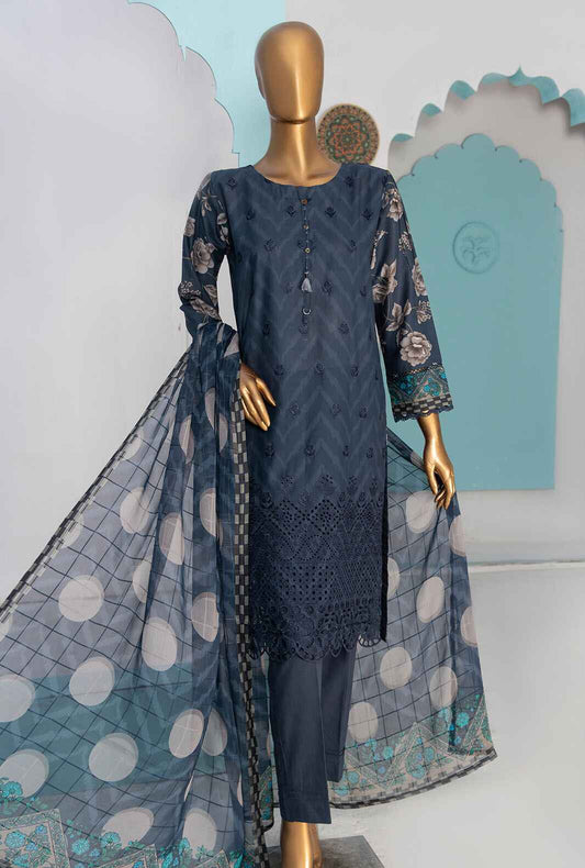 3 Piece Stitched Printkari Bamber Chiffon PLC-413 Navy