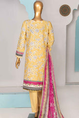 3 Piece Stitched Printkari Bamber Chiffon PLC-409 Mustard