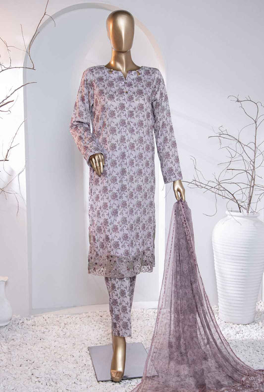 3 Piece Unstitched - Virsa Meenakari Digital Printed Embroidered Suit VMC-111-B