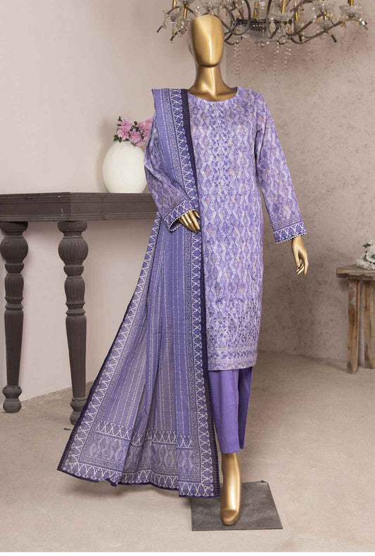 3 Piece Unstitched - Kalamkari Jacquard Embroidered Suit - KJE-05