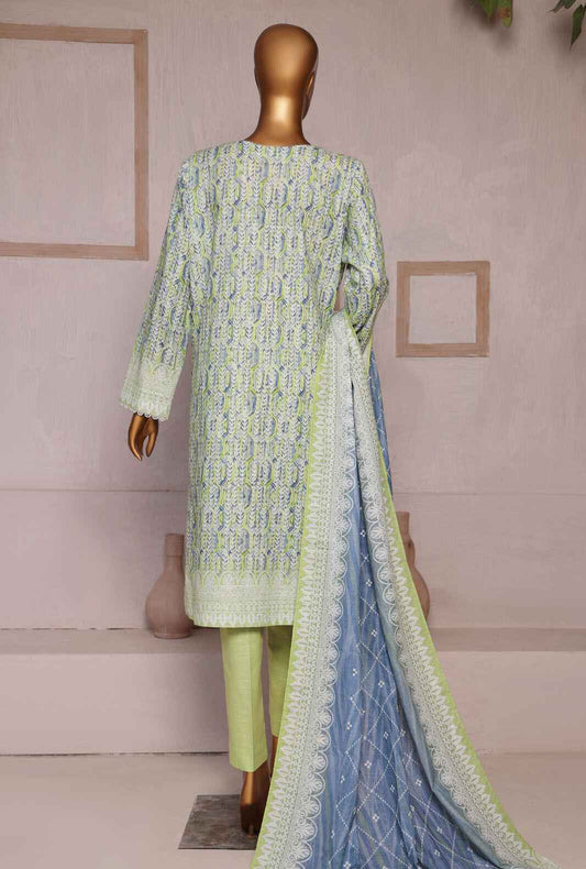 3 Piece Unstitched - Digital Printed Elite Khaddar Chikankari Suit - PKC-16